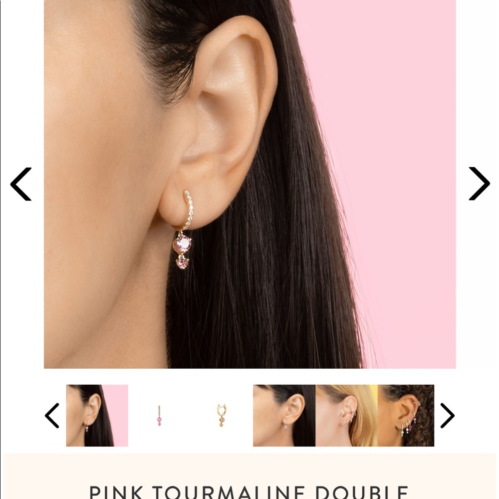 pink tourmaline and diamond 14k earrings - Picture 2 of 8